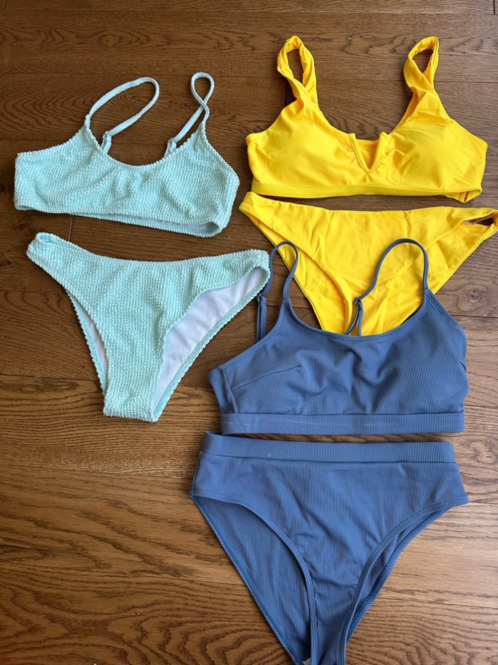 Three-Piece Bikini Lot - Yellow, Mint, Blue